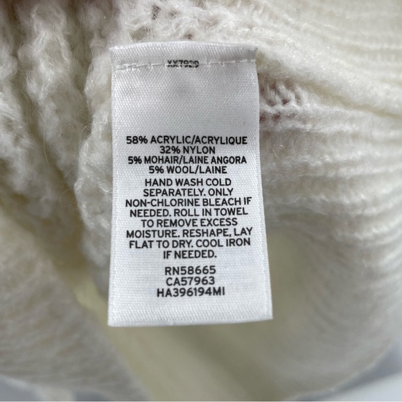 Halogen Wool Mohair Blend Open Knit Long Sleeve Soft White Long Sleeve Sweater - Picture 3 of 8